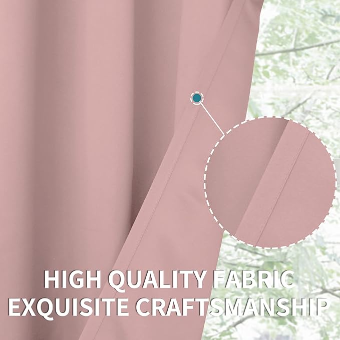 BGment Room Darkening Curtains 72 Inches Long - Grommet Thermal Insulated Drapes Window Treatment Curtains for Bedroom, 2 Panels, 42 x 72 Inch, Baby Pink