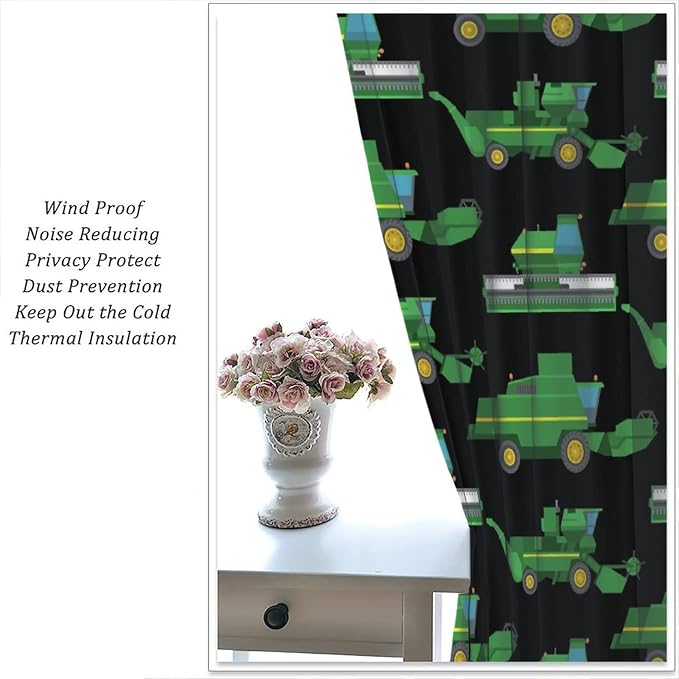 Kids Agriculture Machine Window Curtains, Farm Equipment Tractors Transport - Image 5