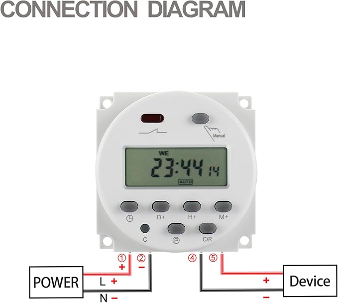 Baomain Digital LCD Programmable Timer CN101C Input 12V Output 12V DC/AC 16A - Image 6