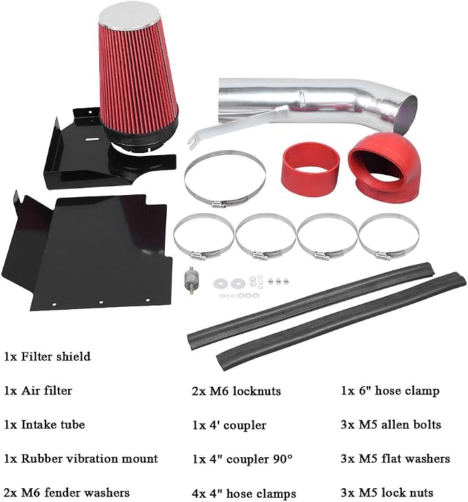 4 inch Cold Air IntakeSilver Tube + Heat Shield - Image 3