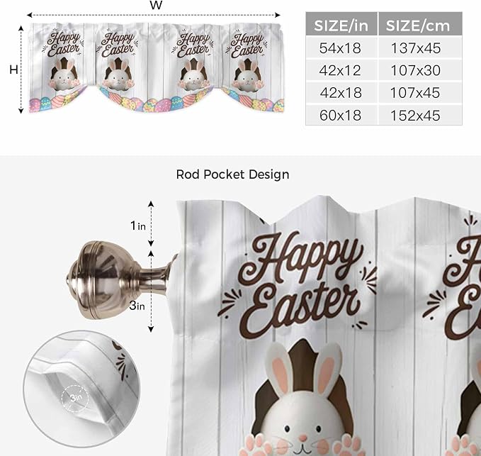 Grey Easter Tie Up Valance Curtains - Image 6