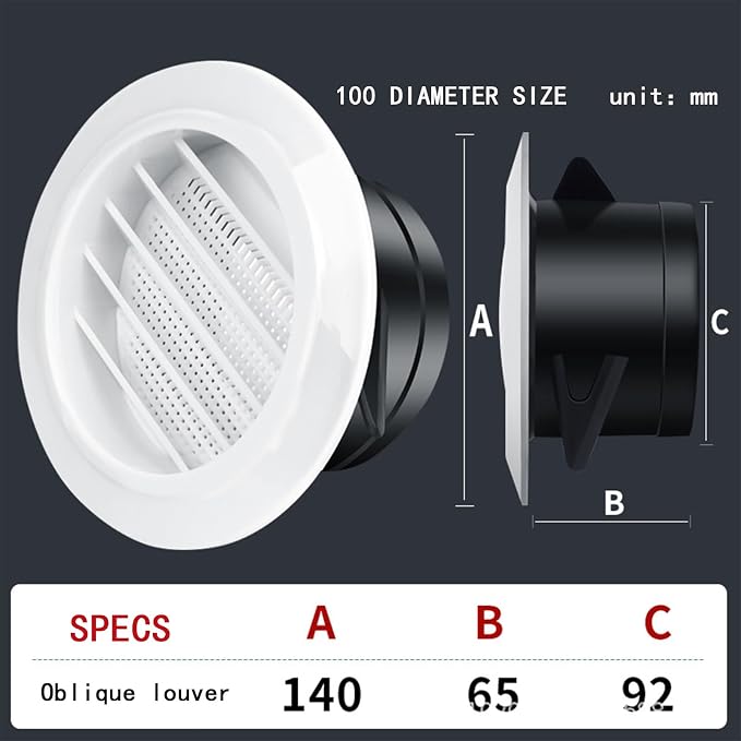 Indoor Fresh Air System Home Abs Air Outlet Round Air Outlet Duct Fan Exhaust - Image 2