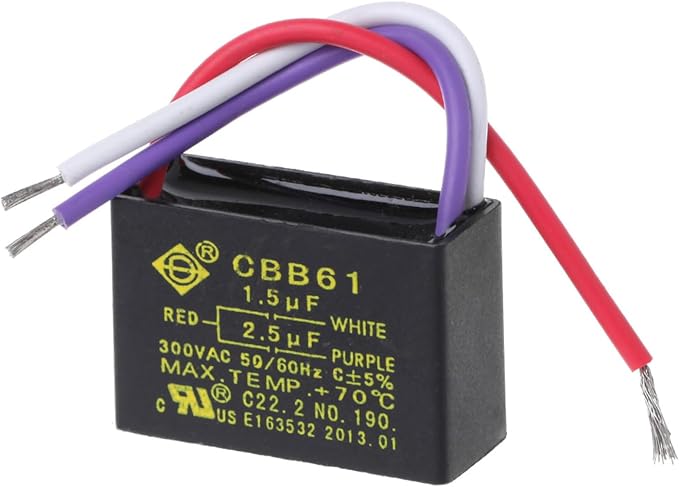 Black CBB61 1.5uF+2.5uF 3 Wires 50/60Hz Capacitor - Image 3