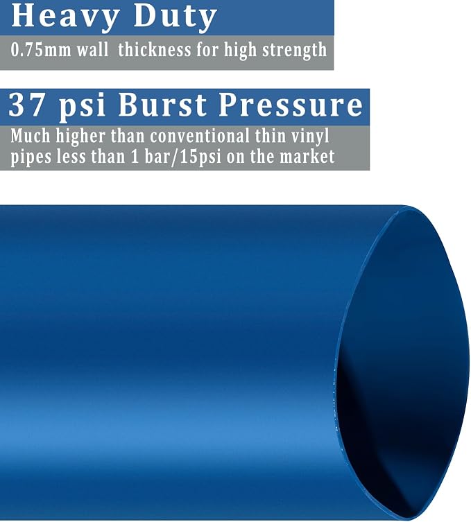 Pool Backwash Hose 1 1/2 inch × 100 ft Thicken Blue Water Discharge Pipe Lay - Image 3