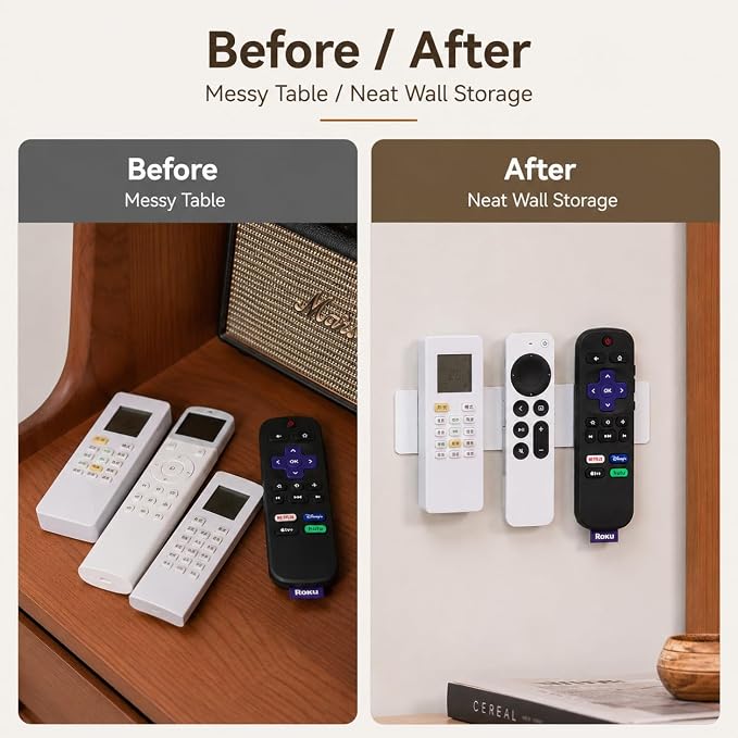 Magnetic Remote Control Holder Kit, Self-Adhesive Wall Mount Organizer - Image 3