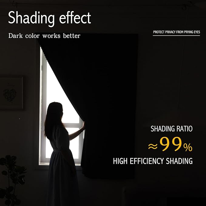 Magic Tape Stick On Curtains Window Shades Pull Down Blackout Window Cover Blackout Curtains for Bedroom No Drillng Self Adhesive Curtains No Rod Small Curtain, 47" W X 59" L, Grey, 1 Panel