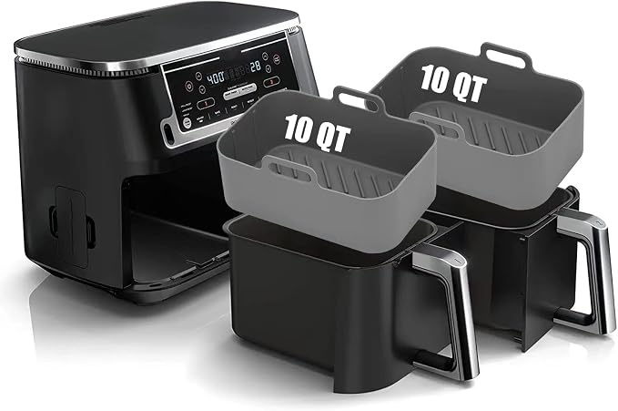 2PCs Air Fryer Silicone Liners for Ninja Foodi DualZone XL 2-Basket DZ550 by MMHOfficial