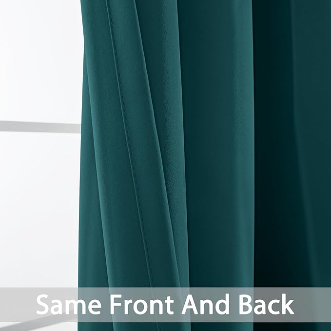 Yakamok Blackout Curtains for Bedroom 2 Panels Set 84 Inch Length Thermal Insulated Room Darkening Dark Black Out Drapery Grommet Window Treatments Drapes for Living Room,52x84, Dark Teal