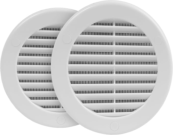 2-Pack 4" Round Air Vent Cover – White Plastic Soffit Air Vent Deflector by HVACOV