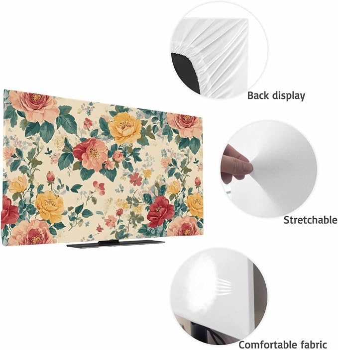 Classic Flower Spring Watercolor Floral Indoor TV Cover, Elastic TV Screen - Image 7