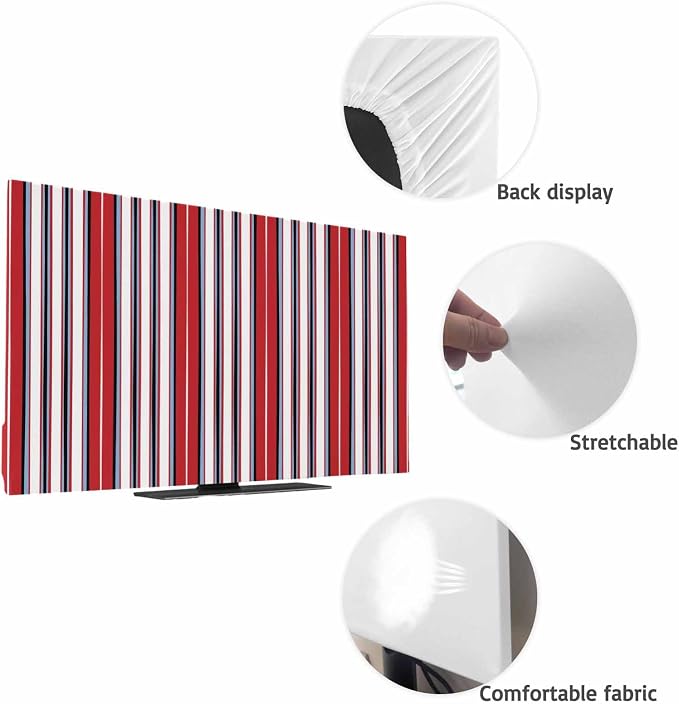 Modern Minimalist Stripe Line on White Indoor TV Cover, Elastic TV Screen - Image 7