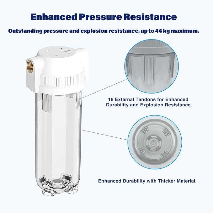 Whole House/RV Water Filter Housing Clear, 3/4" NPT Brass Port, R-Type O-Ring - Image 5