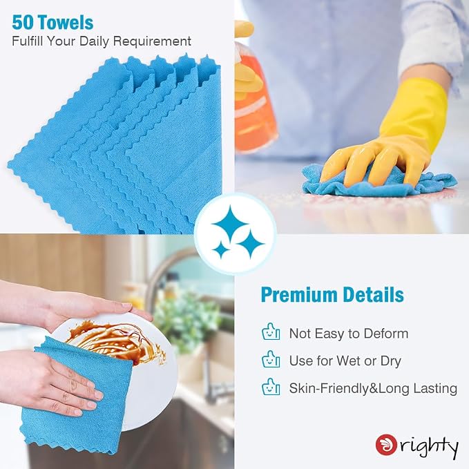 Orighty Microfiber Cleaning Cloth Bulk, Shop Towels Shop Rags 50 Pack, Reusable - Image 5