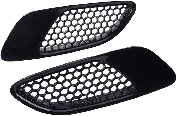 1 Pair Car Front Bonnet Hood Vent Air Intake Cover Glossy Black, - Image 2
