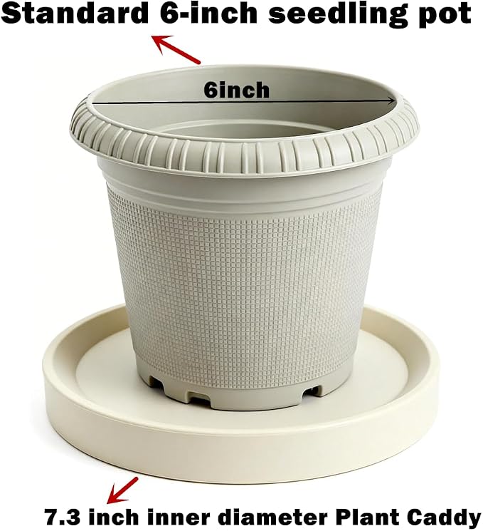 8.9 inch Plant Caddy with Wheels 2Pack Gray+Light Gray Small Mobile Plant Stand - Image 3