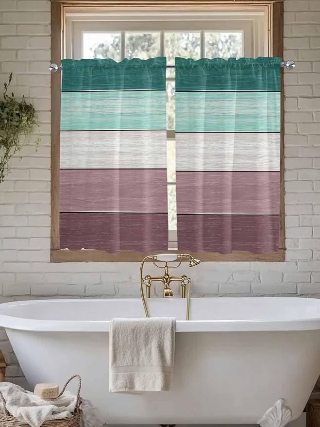 Retro Farm Woodcuts Texture Window Valance Curtains, 2 Panel - Image 5