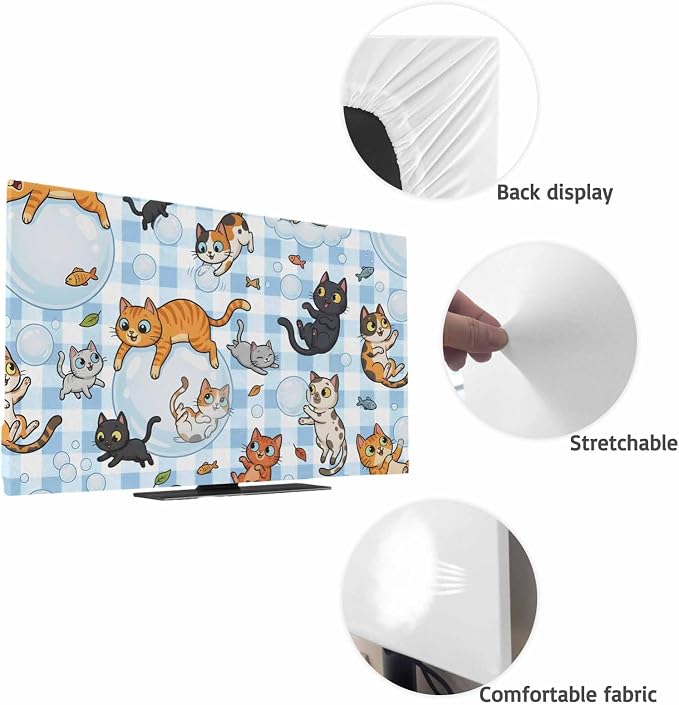 Cartoon Lovely Pets Fish Bubbles Indoor TV Cover, Elastic TV Screen Protector - Image 7