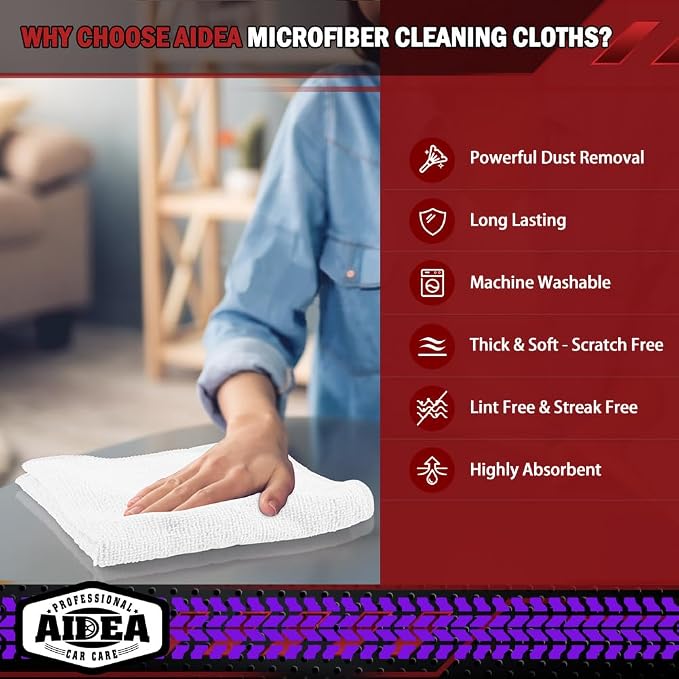 AIDEA Microfiber Cleaning Cloth White, Microfiber Towels - Image 3