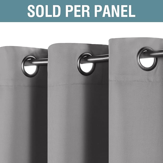 H.VERSAILTEX Grey Blackout Curtains for Bedroom Thermal Insulated Room Darkening Blackout Curtain Panel for Door, Window Panel Drapes - 1 Panel - 52 inch Wide by 102 inch Long, Dove Gray, Grommet Top