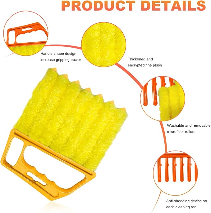 Sun Walker 2 PCS Blind Cleaner Duster Tool, 7-Finger Auto Dusting Cleaner Brush - Image 3