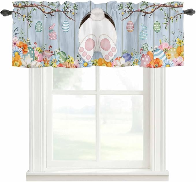 Easter Curtain Valances for Windows, Kitchen Valance Window Treatment, Spring by Unknown