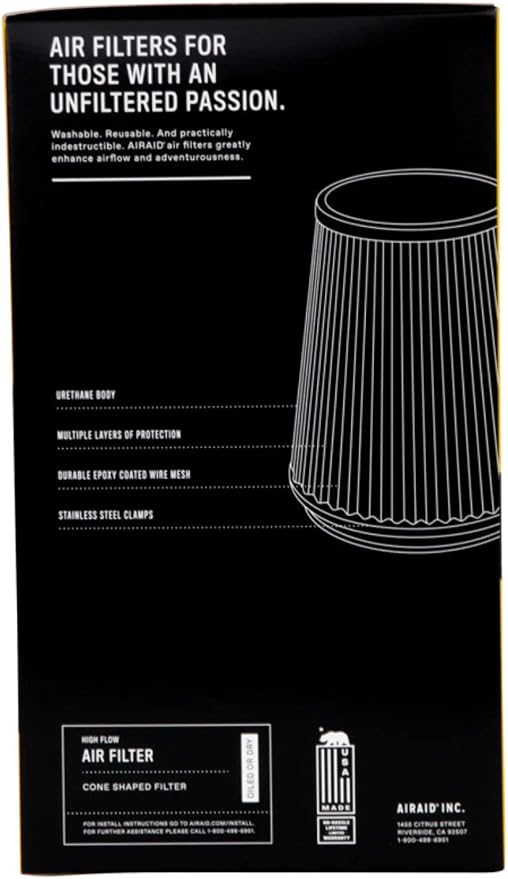 Airaid 701-470 Universal Clamp-On Air Filter: Round Tapered; 4 Inch Flange ID; - Image 4