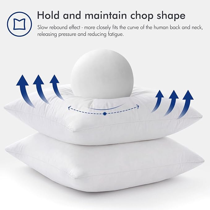 MIULEE 18x18 Pillow Inserts,Set of 2 Down Feather Throw Pillows for Couch Sofa Bed, Decorative Fluffy Throw Pillow Inserts Cotton Fabric,White