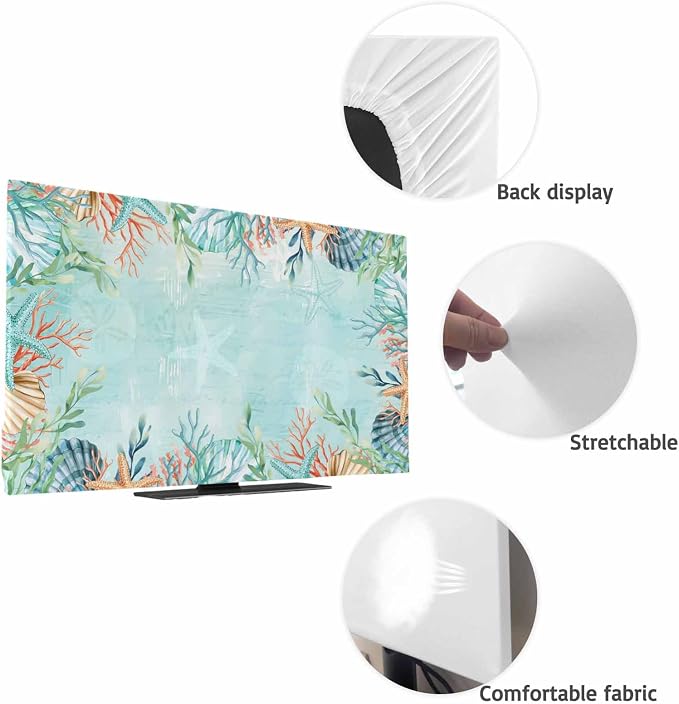 Coastal Ocean Starfish Coral Indoor TV Cover, Elastic TV Screen Protector Sea - Image 7