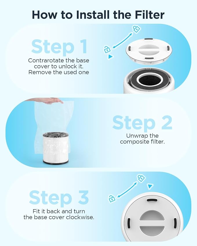 MOOKA Air Purifiers for Home Large Room up to 1076ft², H13 True HEPA Air Filter - Image 8