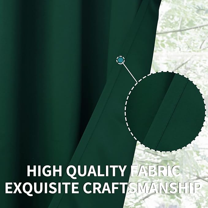 BGment Blackout Curtains for Bedroom - Grommet Thermal Insulated Room Darkening Curtains for Living Room, Set of 2 Panels (52 x 95 Inch, Emerald)