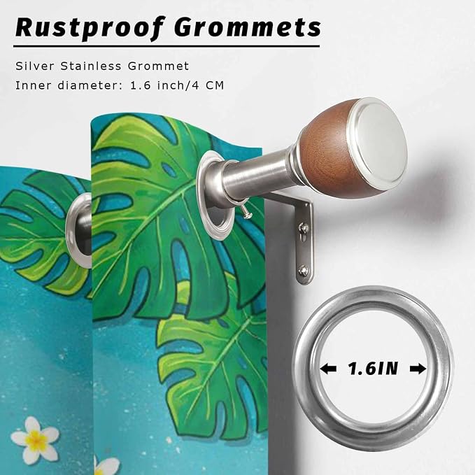 Summer Outdoor Curtains for Patio Plumeria Swimming Circles Ocean Beach - Image 2