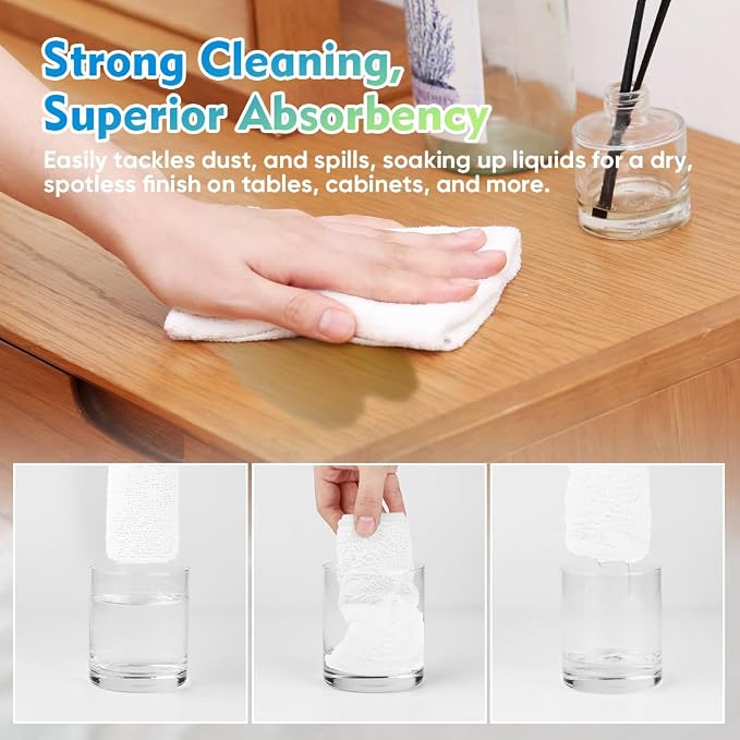 HOMEXCEL White Microfiber Cleaning Cloth 20 Pack 11.5 x 11.5 inch Microfiber - Image 5