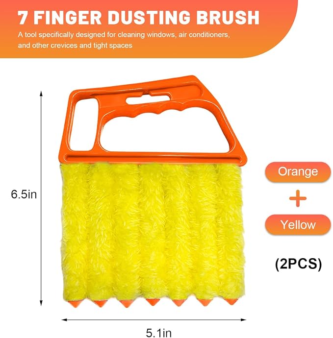 Sun Walker 2 PCS Blind Cleaner Duster Tool, 7-Finger Auto Dusting Cleaner Brush - Image 2