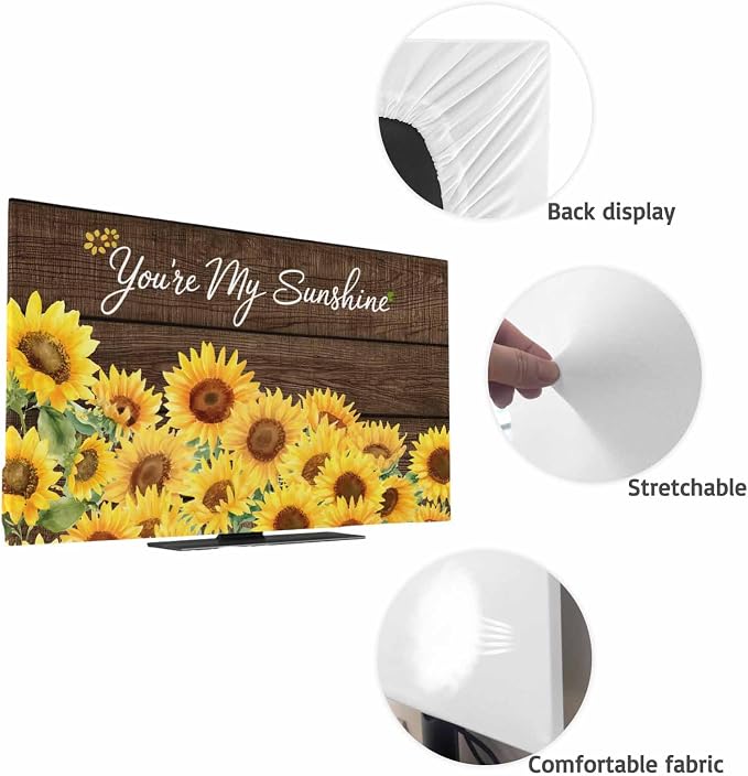 Spring Yellow Sunflower Indoor TV Cover, Elastic TV Screen Protector Rustic - Image 7