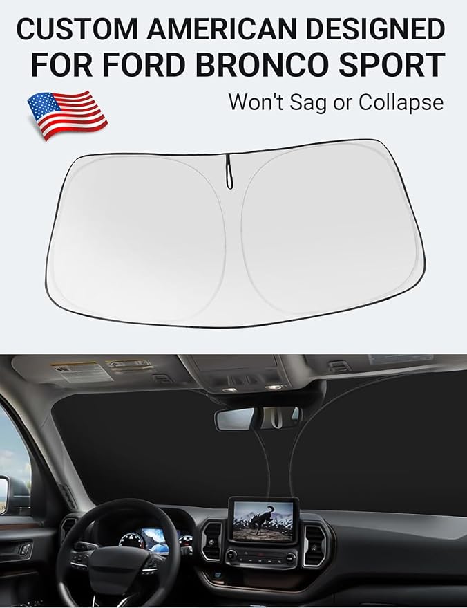 Proadsy 2026 Upgrade Windshield Sun Shade Custom Fit Ford Bronco Sport - Image 2