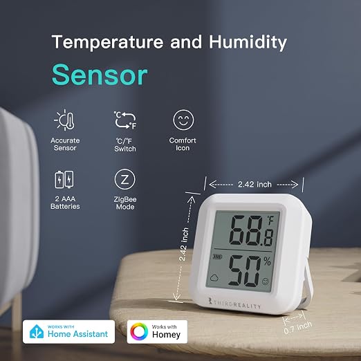 THIRDREALITY Zigbee Temperature and Humidity Sensor 2 Pack, Digital LCD Display - Image 2