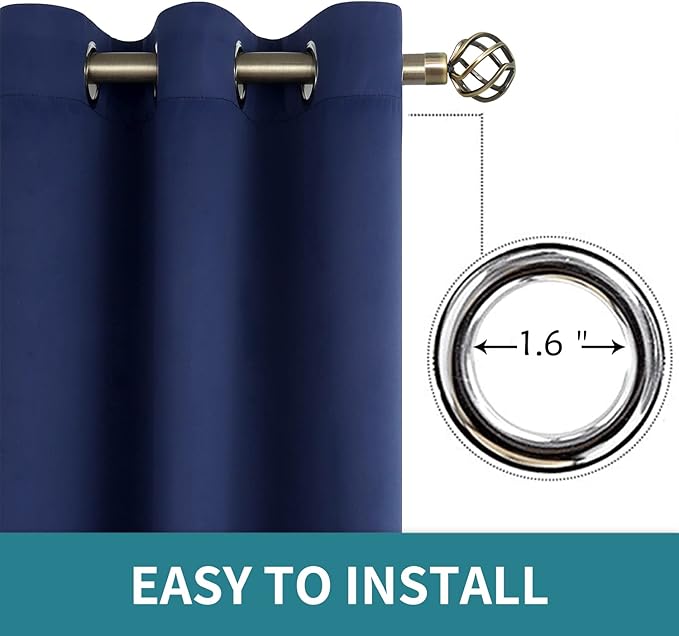 BGment Blackout Curtains for Bedroom - Grommet Thermal Insulated Room Darkening Curtains for Living Room, Set of 2 Panels (38 x 54 Inch, Navy Blue)