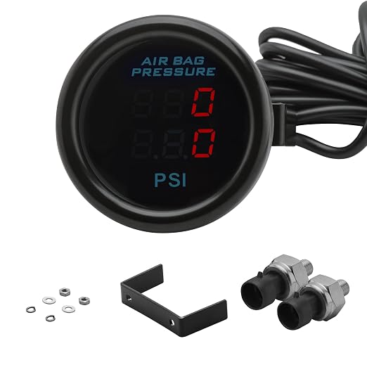Dual Display Air Suspension Gauge Air Ride Air Pressure Gauge 2Inch 0-220PSI by CNRAQR