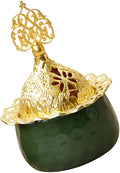 Elegant Green Ceramic and Metal Incense Burner by Unknown