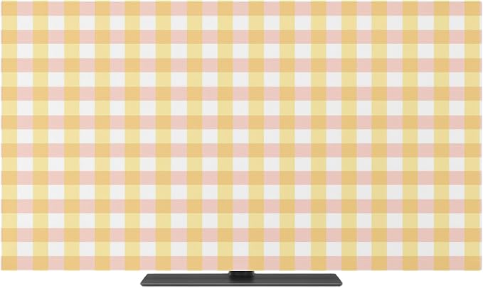 Vintage Yellow Buffalo Plaid Indoor TV Cover, Elastic TV Screen Protector by Unknown