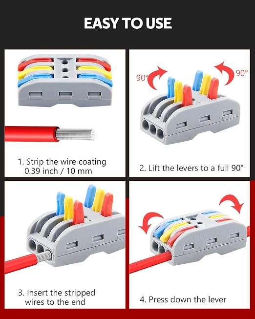 ALITOVE 3 Wire Splice Connectors 10pcs Quick Connect Wire Connectors Push-in - Image 4
