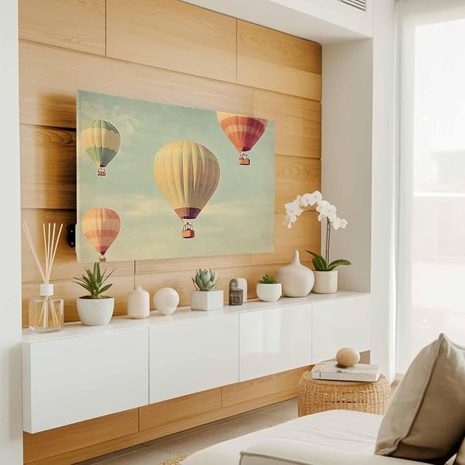 Blue Sky Retro Hot Air Balloon Indoor TV Cover, Elastic TV Screen Protector - Image 3