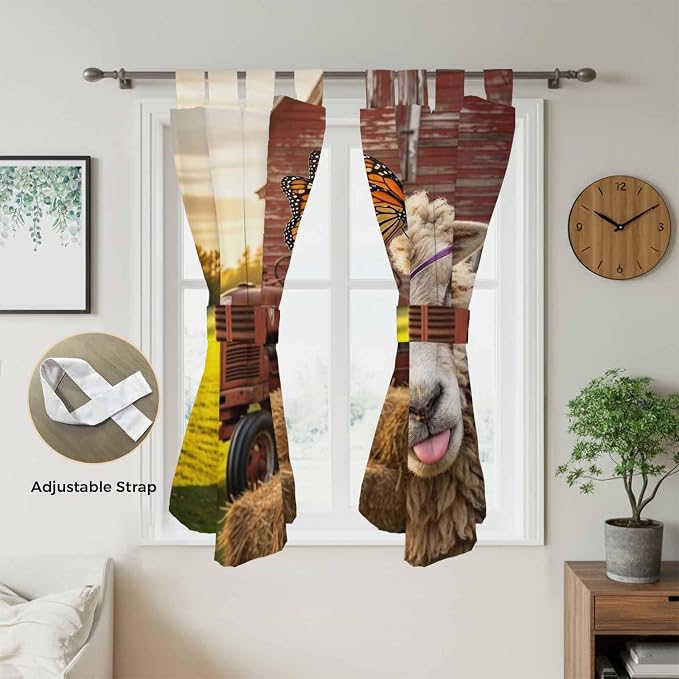 Farm Sheep Bathroom Curtains 63 Inch Length, Window Curtains Tab Top, Farmhouse - Image 5