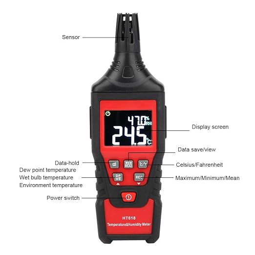 Digital Temperature Humidity Meter Dual LCD Display Backlit Screen Precision - Image 4