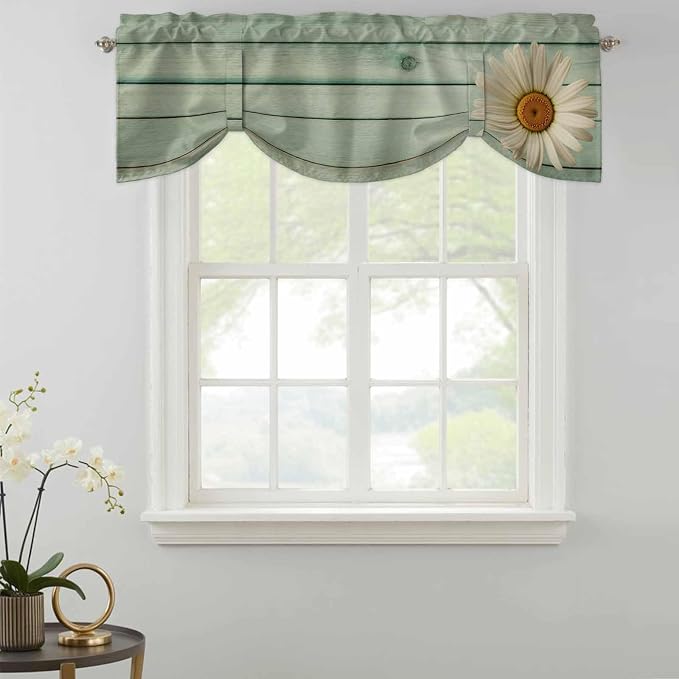 Daisy Flower Tie Up Valance Curtains - Image 2