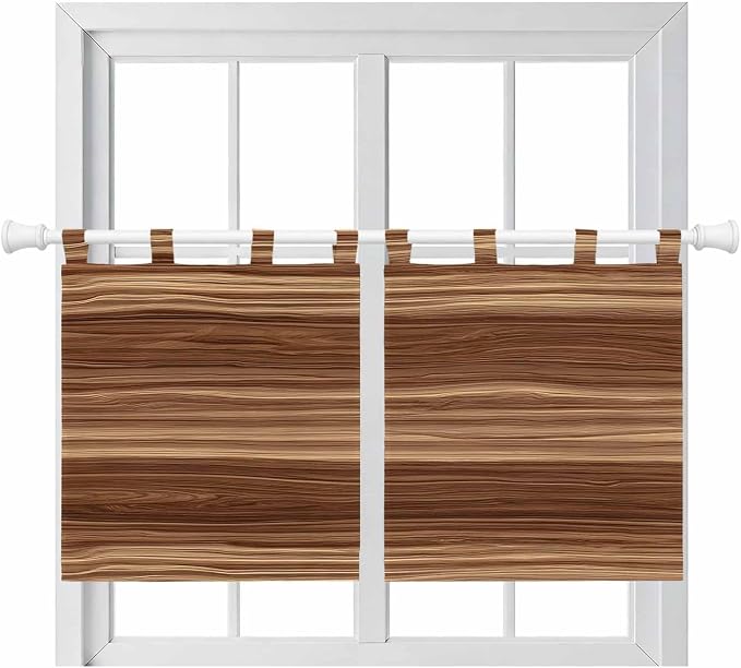 Brown Western Kitchen Curtains 24 Inch Length, Small Window Curtains Tab Top by Unknown