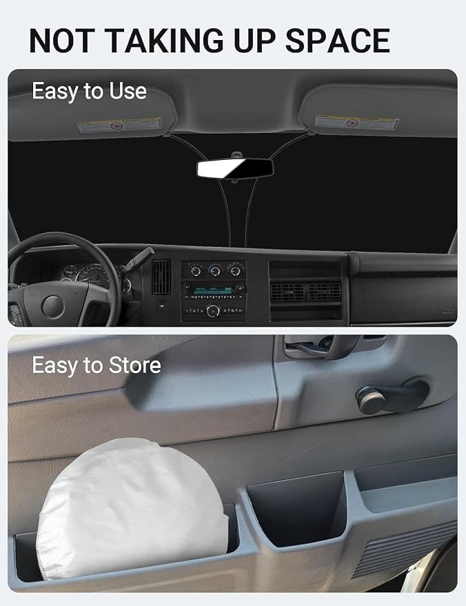Proadsy Windshield Sun Shade Custom Fit 1996-2025 2026 Chevrolet Express Cargo - Image 9