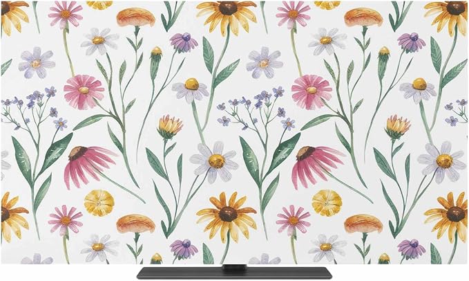 Country Chrysanthemum Floral Indoor TV Cover, Elastic TV Screen Protector by Unknown
