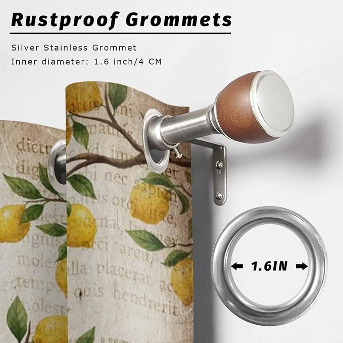 Summer Gnome Outdoor Curtains for Patio Gnome Lemon Leaf Vintage Waterproof - Image 2