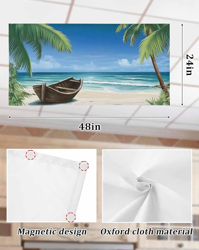 Summer 2 Pcs Fluorescent Light Covers, Ocean Beach Palm Tree Nautical Vessel - Image 7